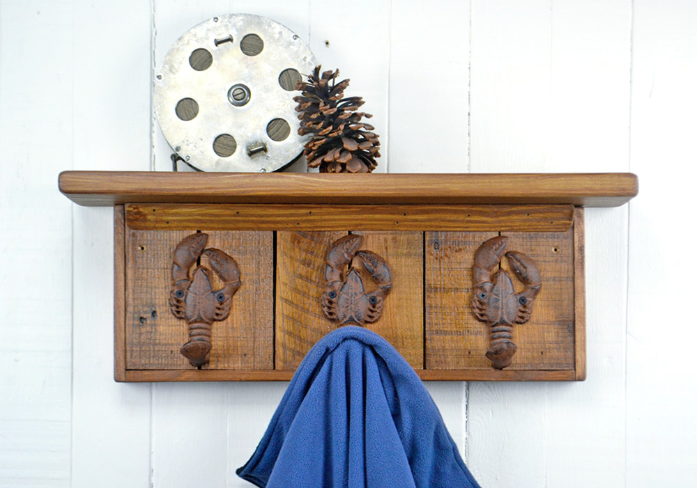 wall mounted coat rack with lobster hooks