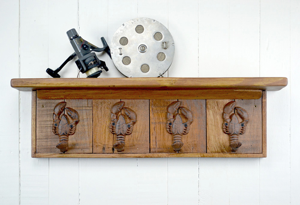 wall mounted coat rack with lobster hooks