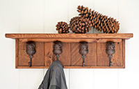 Owl coat rack wooden wall mounted with cast iron hooks