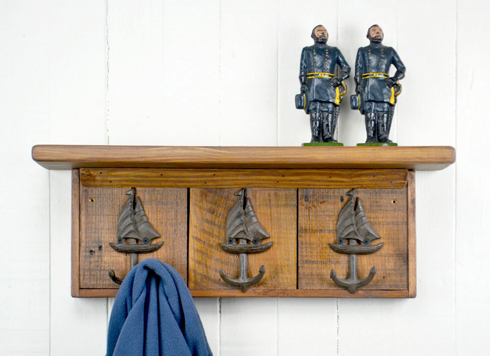 wall mounted coat rack with sailboat hooks