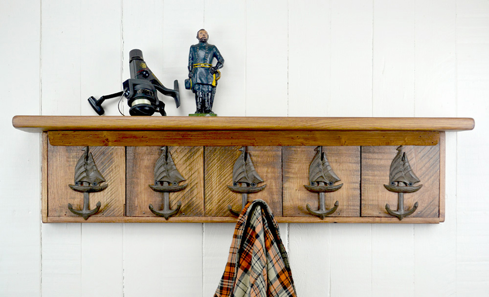 wall mounted coat rack with sailboat hooks