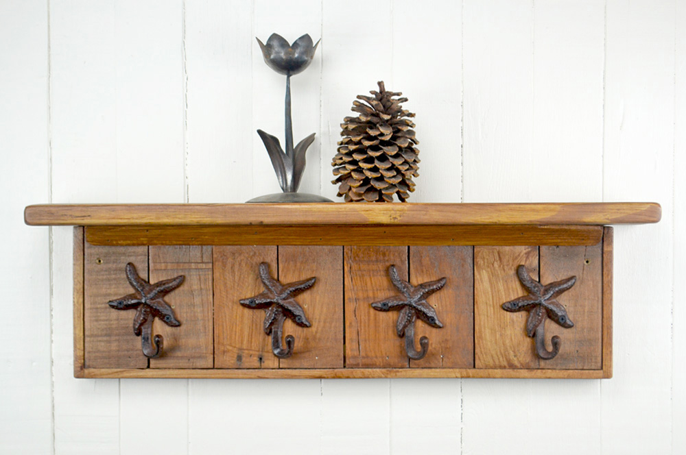 wall mounted coat rack with starfish hooks