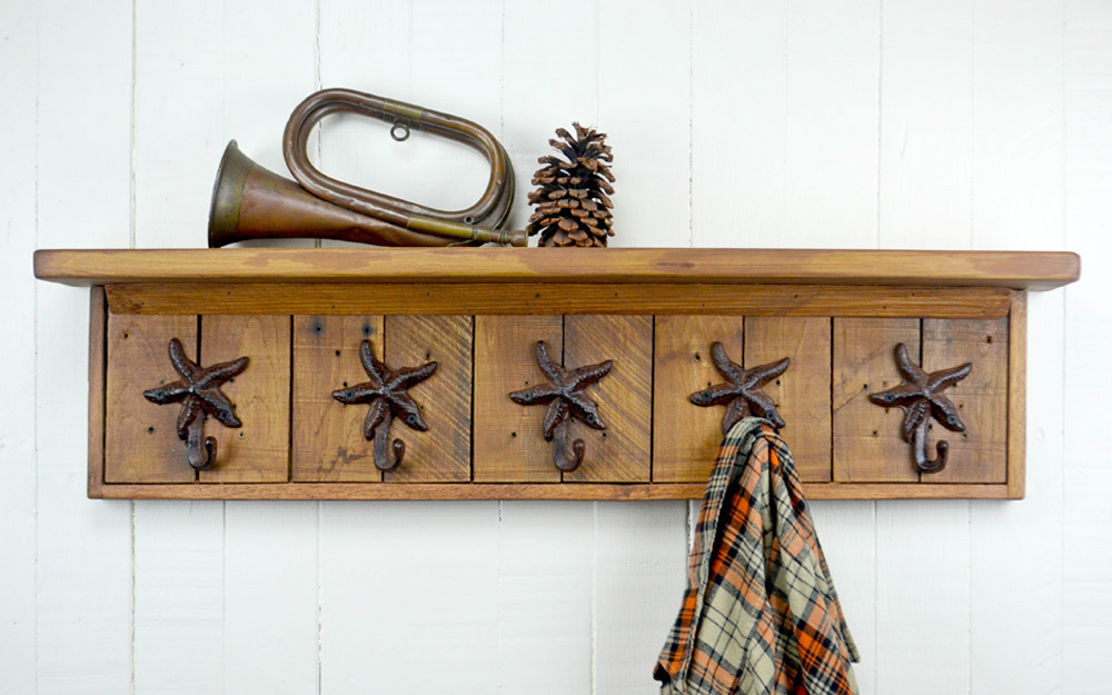 wall mounted coat rack with starfish hooks